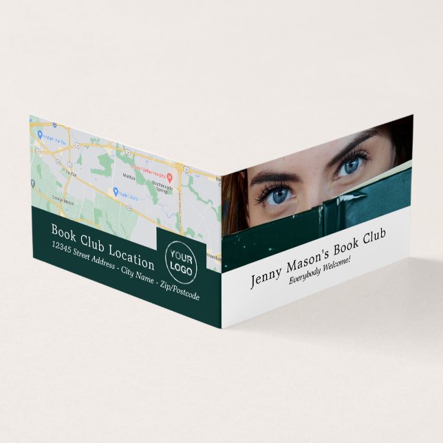 Woman Behind Book, Book Club Detailed Business Card (Outside)