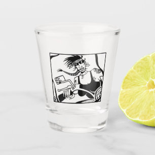 Woman Biker black shot glass