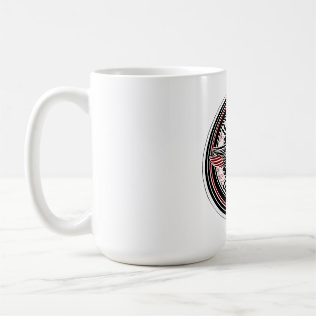Woman Biker Embroidered Circular Patch Coffee Mug (Left)