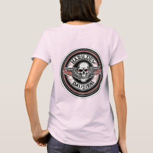 Woman Biker Embroidered Circular Patch T-Shirt