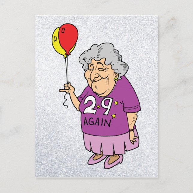 woman birthday 29 again postcard (Front)