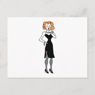 Woman Blows a Kiss Postcard