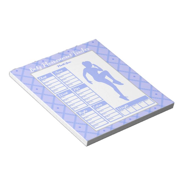 Woman Body Measurements Tracker Weight Loss Chart Notepad (Angled)