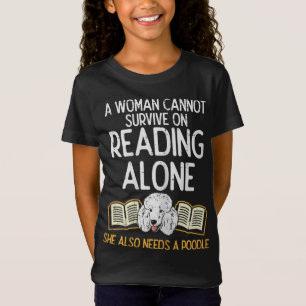 Woman Book Librarian Reading Poodle Pet Dog Lover T-Shirt