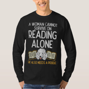 Woman Book Librarian Reading Poodle Pet Dog Lover T-Shirt