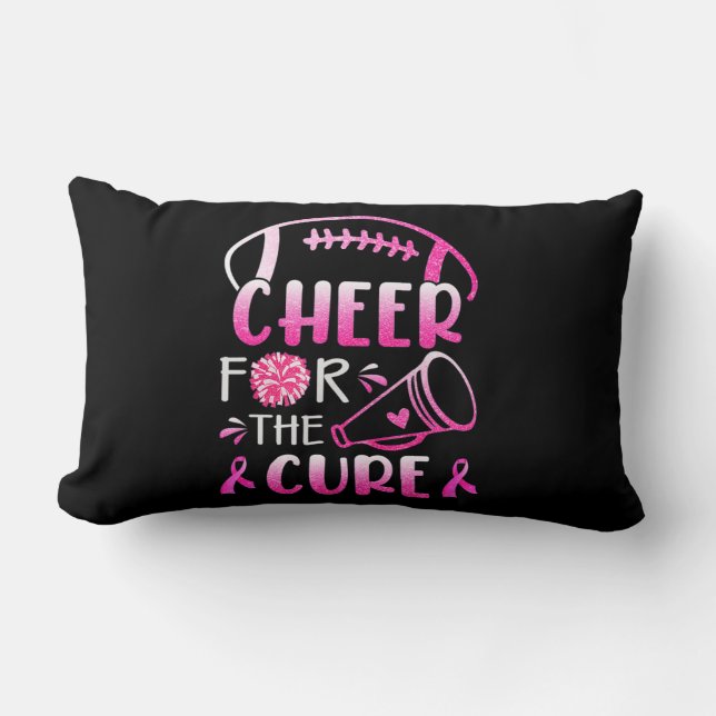 Woman Breast Cancer Awareness Cheer For The Cure T Lumbar Cushion (Front)