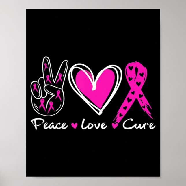 Woman Breast Cancer Awareness Costume Pink Peace L Poster (Front)