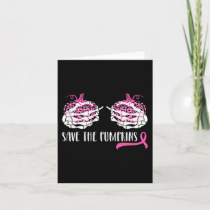Woman Breast Cancer Awareness Save The Pumpkins Ha Card