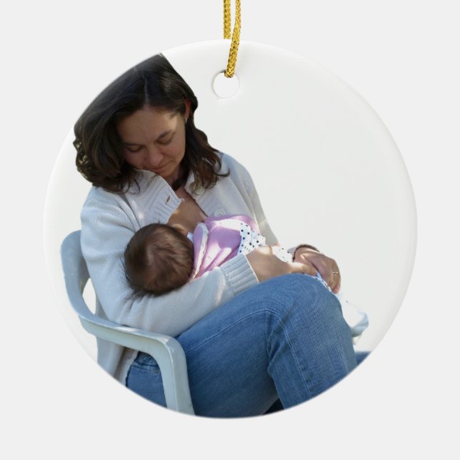 Woman breastfeeding ceramic tree decoration (Front)