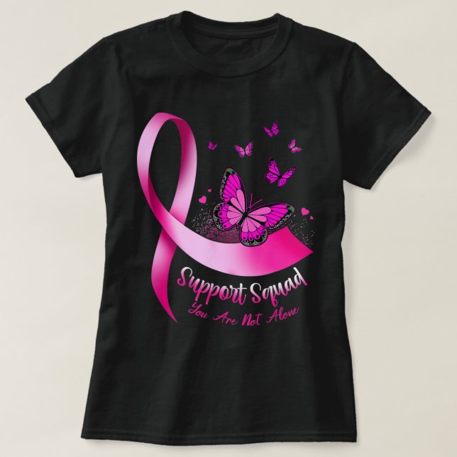 Woman Butterfly Support Squad Breast Cancer Warrio T-Shirt (Design Front)