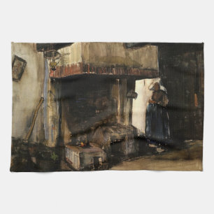 Woman by a Hearth by Vincent van Gogh Tea Towel