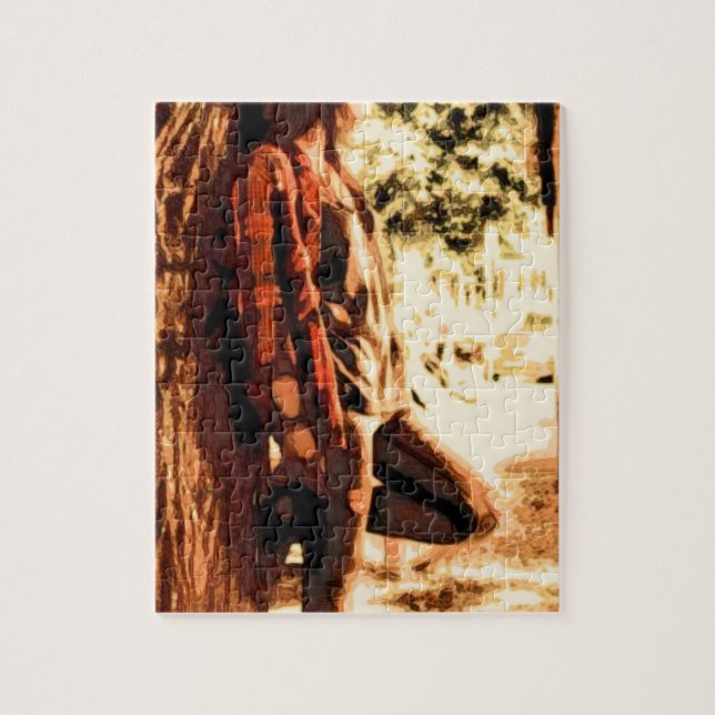 Woman By a Tree Jigsaw Puzzle (Vertical)