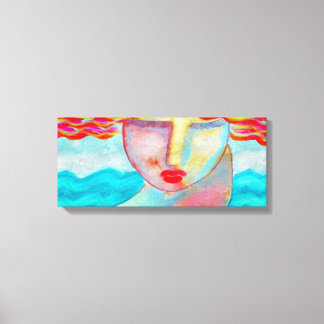 Woman by the Sea Abstract Digital Painting Canvas Print (Front)