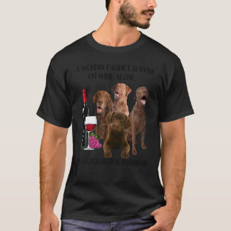 Woman Cannot Survive On Wine Alone Chesapeake Bay  T-Shirt