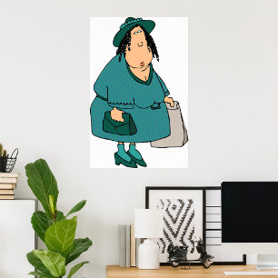 Woman Carrying Bags Poster