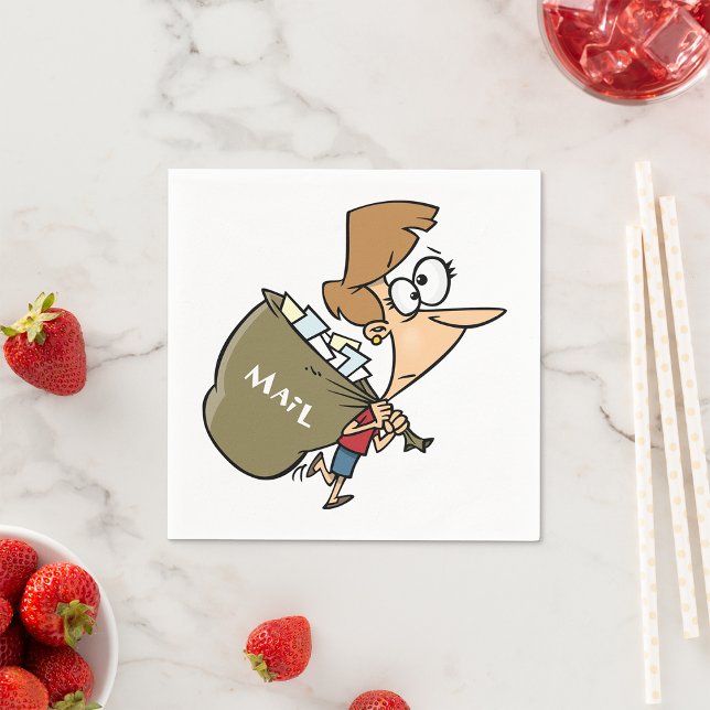 Woman Carrying Mailbag Paper Napkins (Creator Uploaded)