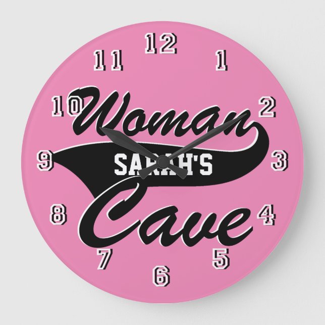 Woman Cave Personalise Large Clock (Front)