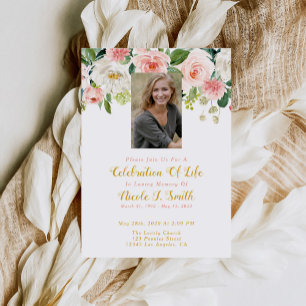Woman Celebration Of Life Invitation, Photo Invitation