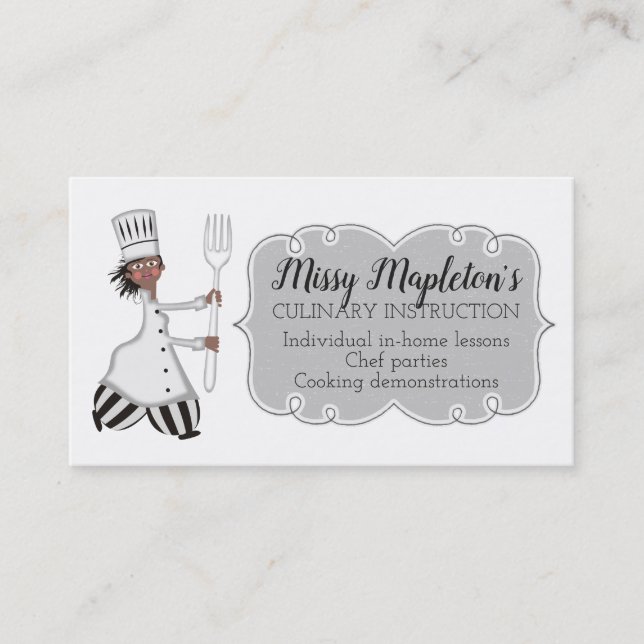 Woman chef African American catering business card (Front)