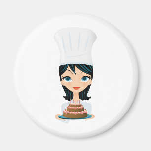 Woman chef Birthday cake Magnet