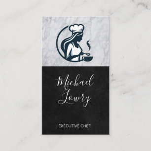 Woman Chef Cooking Logo   Restaurant Business Card