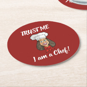 Woman Chef Round Paper Coaster