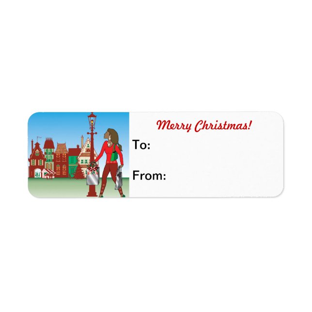 Woman Christmas shopping with bags dressed fashion (Front)