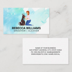 Woman Cleaning Dog Animal Groomer Business Card