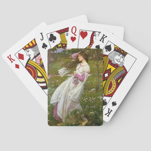 Woman Collecting Flowers in the Wind Playing Cards (Back)