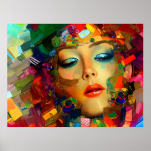 Woman Colourful Painting Poster