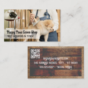 Woman Combing Dog Fur Grooming Business Card
