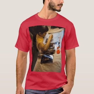 Woman Concentrating On Stitching Graphic  T-Shirt