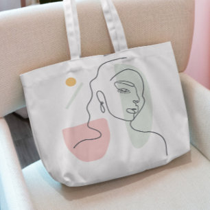 Woman Continuous Line Tote Bag