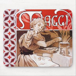 Woman Cooking, Alphonse Mucha Mouse Pad