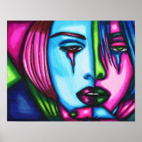 Woman Crying Face Abstract Original Art