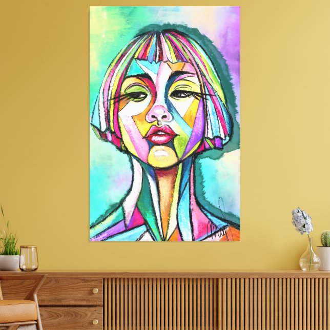 Woman Cubism Art Style Canvas Print (Insitu(LivingRoom))