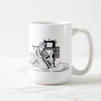 Woman cutting Fabric - I Love to Sew Mug