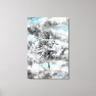 Woman Dancing in the Clouds Canvas Print Wall Art