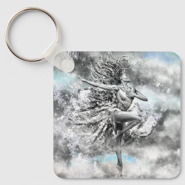 Woman Dancing in the Clouds Keychain - Feeling (Front)