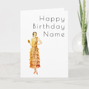 Woman Deco Birthday Card