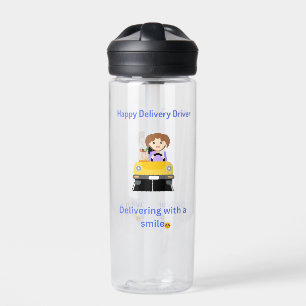 Woman Delivery Driver Delivering Grocery Water Bottle