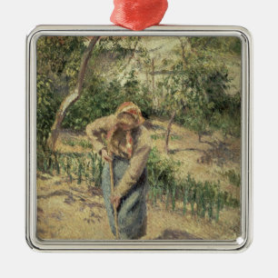 Woman Digging in an Orchard, 1882 Metal Tree Decoration