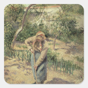 Woman Digging in an Orchard, 1882 Square Sticker