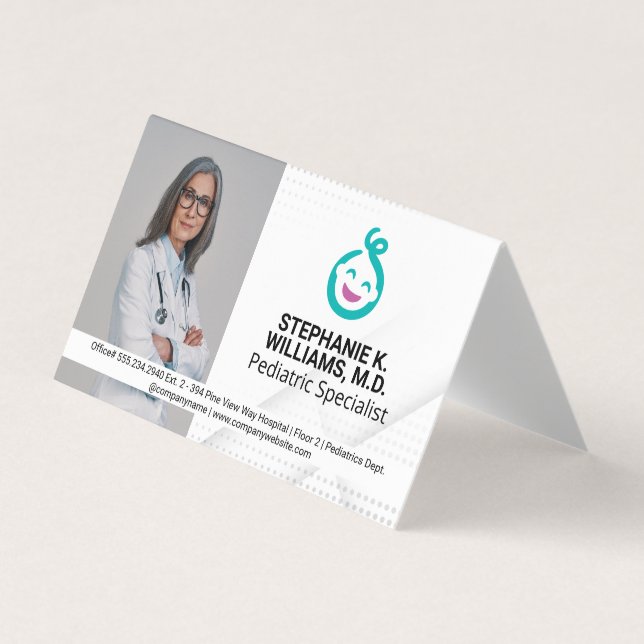 Woman Doctor | Paediatrics Baby Logo Business Card (Front)