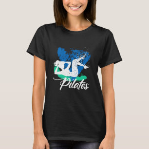 Woman Doing Bicycle Crunch Pose Sport Fitness Pila T-Shirt