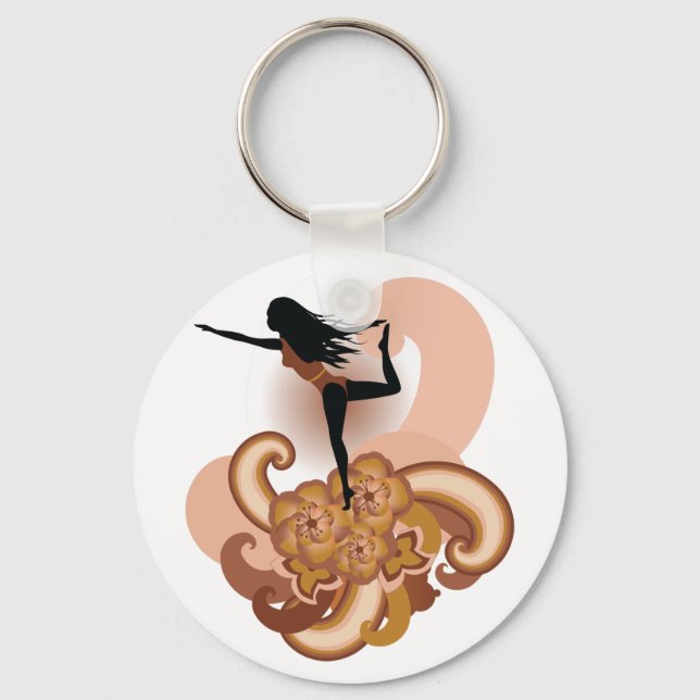 Woman Doing Yoga Key Ring (Front)
