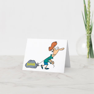Woman Dragging Baggage Thank You Card