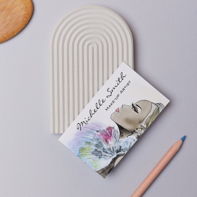 Woman drawing Make-up artist business card design (Creator Uploaded)