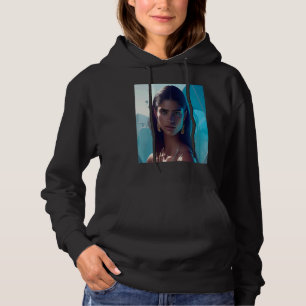 Woman Dreamy Blue Sea Ocean Gold Earrings Look Out Hoodie