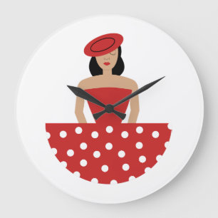 Woman dressed in a flamenco suit large clock